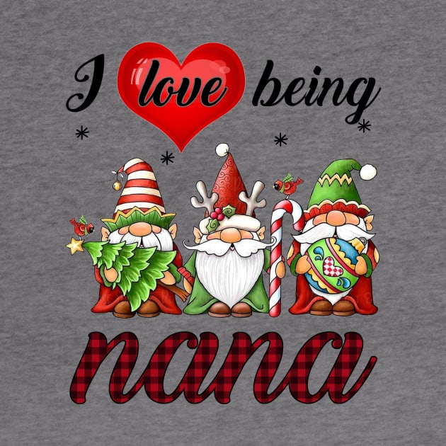 I Love Being Nana Gnomes Red Plaid by Jenna Lyannion